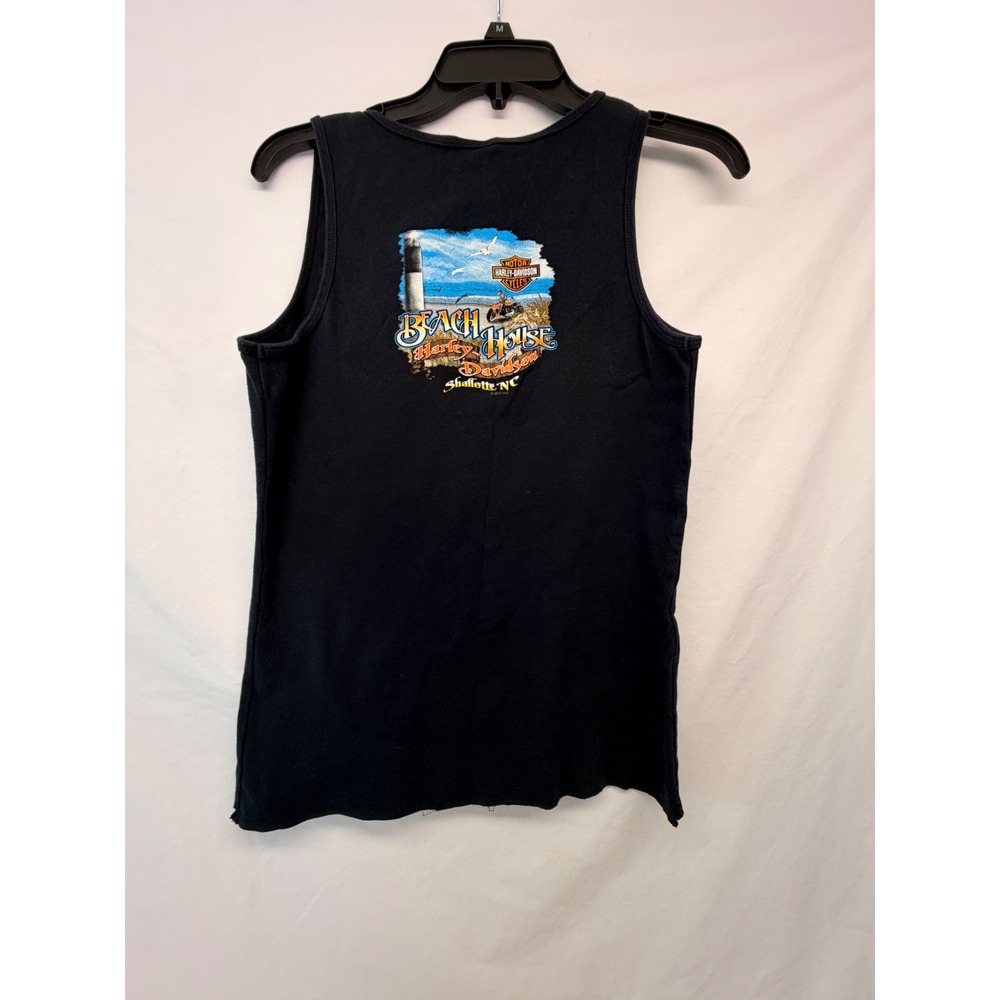 Harley-Davidson Beach House Shallotte NC Graphic Tank Top Black Womens Medium